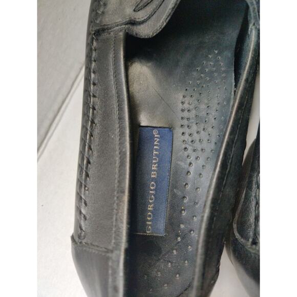 Giorgio Brutini Shoes Men's Size 8D Tassel Loafers Black Leather Slip On - Picture 3 of 6